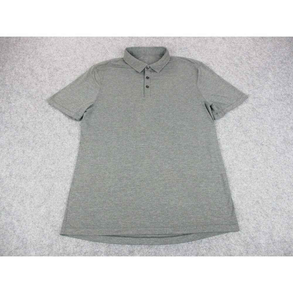Lululemon‎ Polo Shirt Mens Medium Gray Evolution Performance Athletic Golf